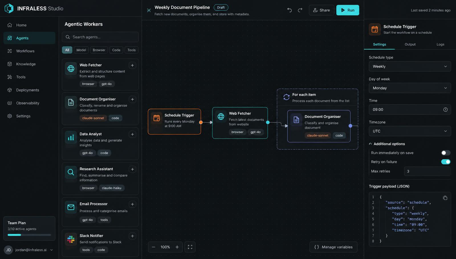 01 · Visual workflow canvas